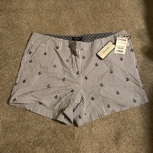 Blue pinstripe anchor shorts